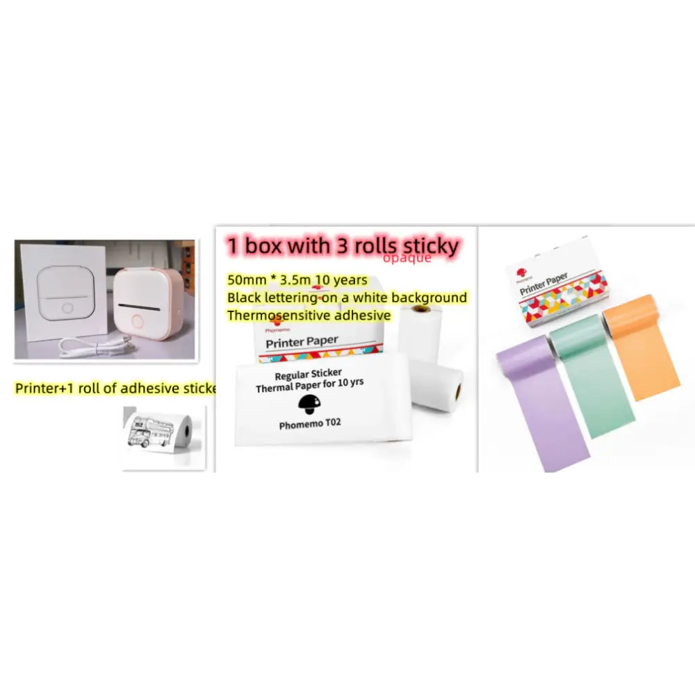 Phomemo T02 Mini Inkless Pocket Printer with Extensive Question Banks Pink setE / USB