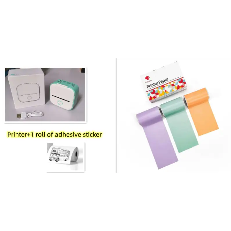Phomemo T02 Mini Inkless Pocket Printer with Extensive Question Banks Set2 / USB