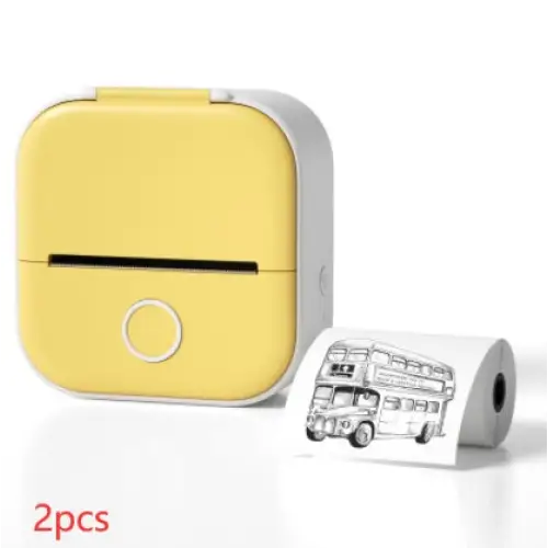 Phomemo T02 Mini Inkless Pocket Printer with Extensive Question Banks Yellow 2pcs / USB