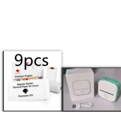 Phomemo T02 Mini Inkless Pocket Printer with Extensive Question Banks Green Set4 / USB