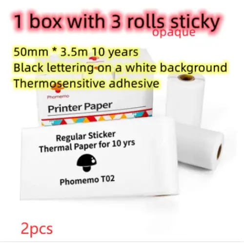 Phomemo T02 Mini Inkless Pocket Printer with Extensive Question Banks Printer paper 2pcs / USB