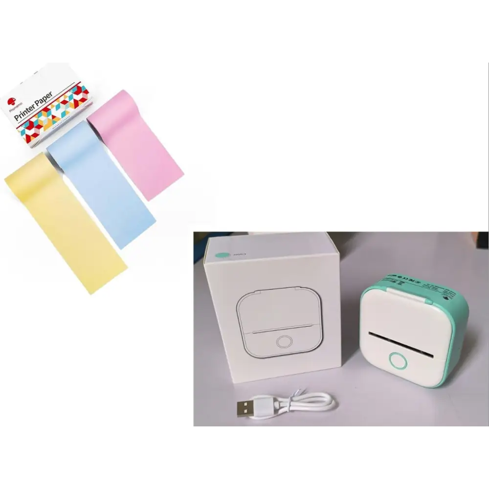 Phomemo T02 Mini Inkless Pocket Printer with Extensive Question Banks Green setB / USB