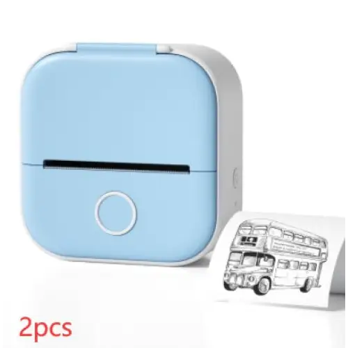 Phomemo T02 Mini Inkless Pocket Printer with Extensive Question Banks Blue 2pcs / USB