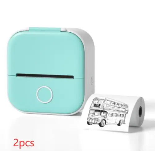 Phomemo T02 Mini Inkless Pocket Printer with Extensive Question Banks All green 2pcs / USB