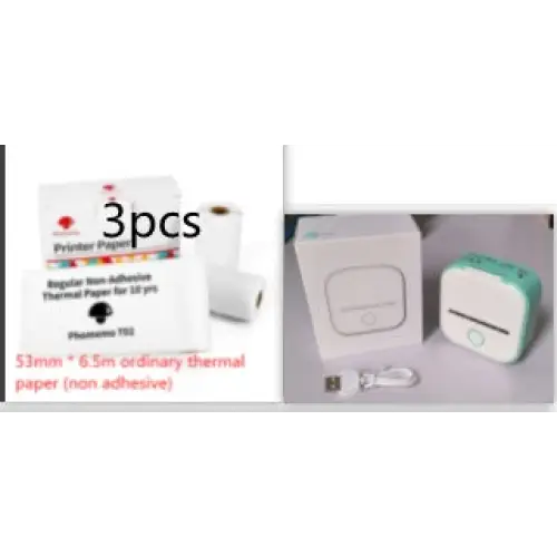 Phomemo T02 Mini Inkless Pocket Printer with Extensive Question Banks Greenset2. / USB