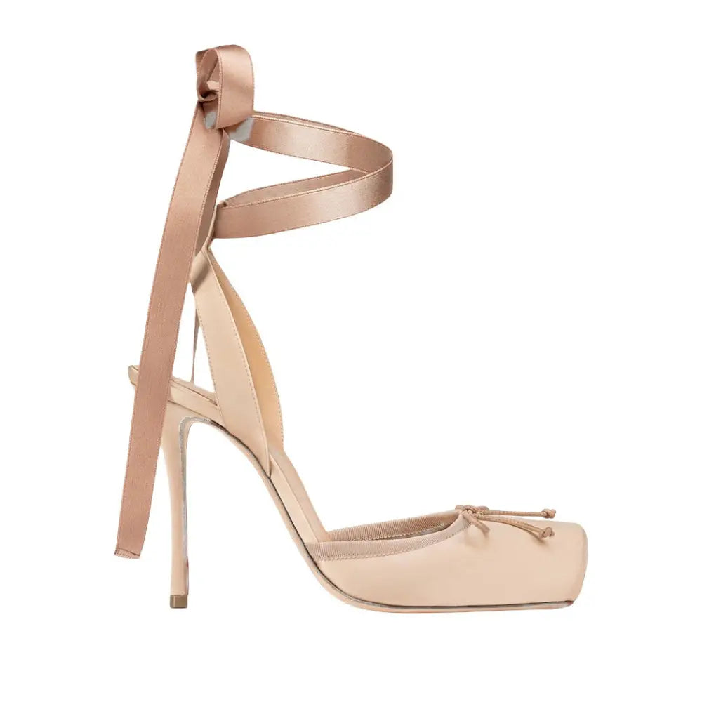 Pig Nose Bow Ballet Stiletto Heels - Elegance Redefined