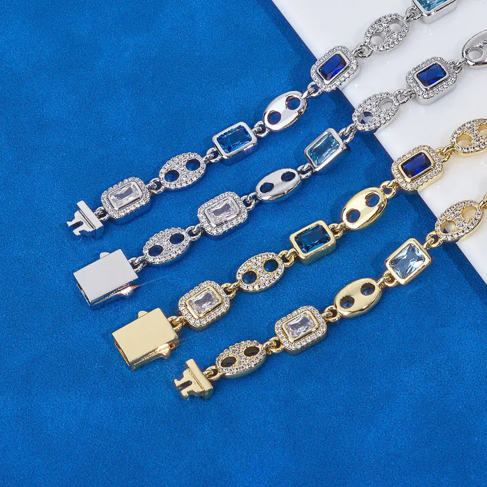 Pig Nose Charm Bracelet with Gemstone Detailing