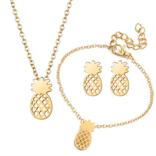 Pineapple Bliss: Hollow Stud Earrings Set
