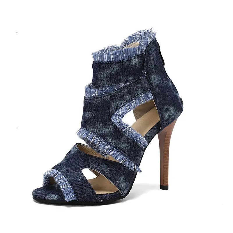 Plaid and Leopard Print Denim Shoes in Multiple Colors and Sizes - Dark Blue / 32