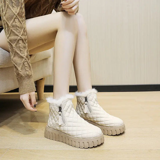 Plaid Ankle Platforms - 4