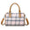 Plaid Canvas Cylindrical Suitcase with Three Dimensional Outer Pocket - Pink Plaid