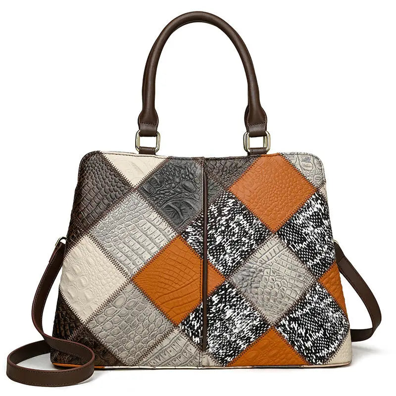 Plaid Lining Polyester Shoulder Bag with Adjustable Strap 36x26x13 cm - Color