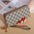 Plaid PU Leather Wallet with Letter Print and Bead Detailing - Gray