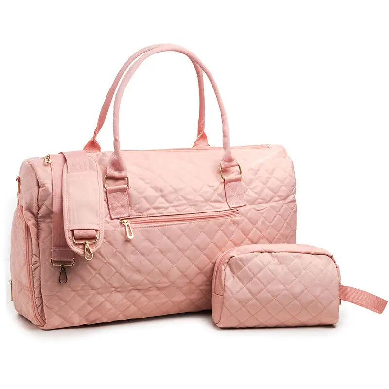 Plaid Retro Travel Bag for Men and Women Polyester European American Style - Pink