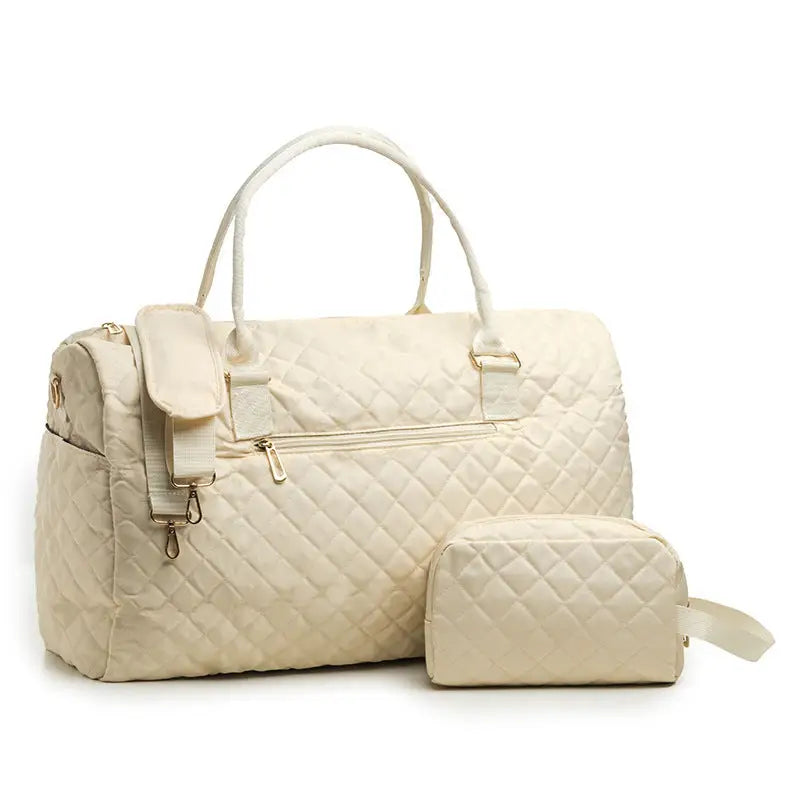 Plaid Retro Travel Bag for Men and Women Polyester European American Style - Beige