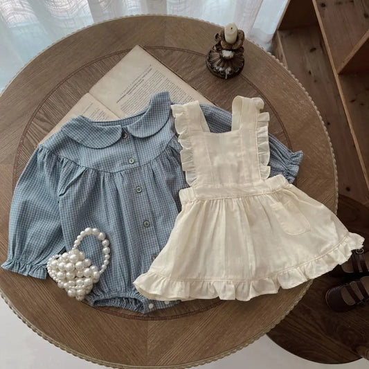 Plaid Romper Sling & Overskirt