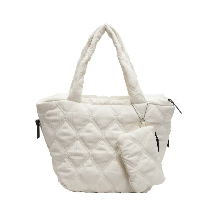 PlaidPerfection: Women’s Diamond Shoulder Bag - Beige