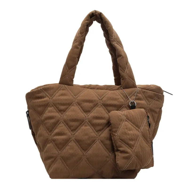 PlaidPerfection: Women’s Diamond Shoulder Bag - Brown