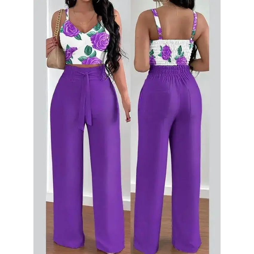 Pleated Perfection Suit - Purple / S