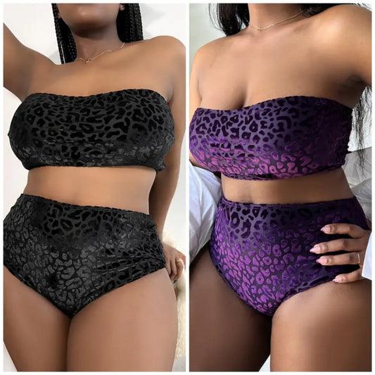 Plus Size Women’s High Waist Split Bikini Swimsuit