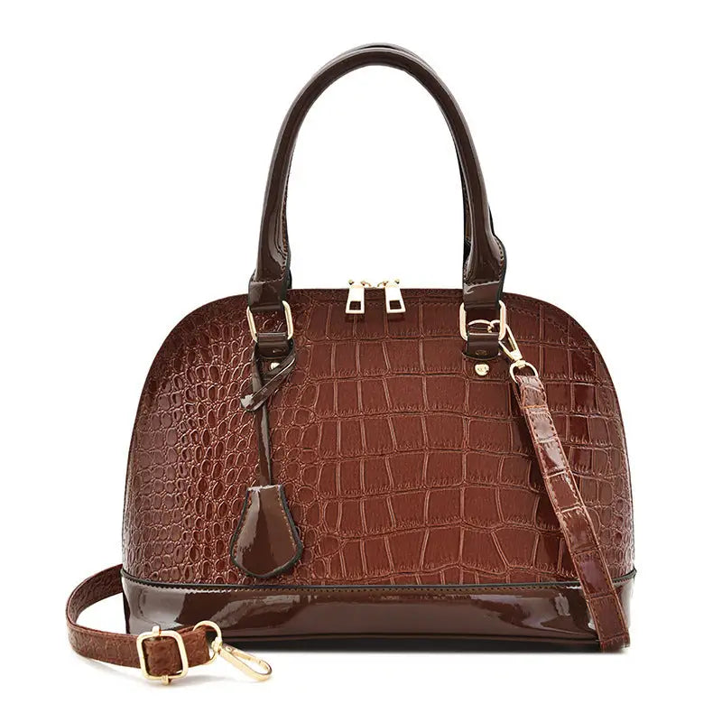 Polyester and PU Suitcase Shell Shape Packing Bag 22x30x15cm - Brown