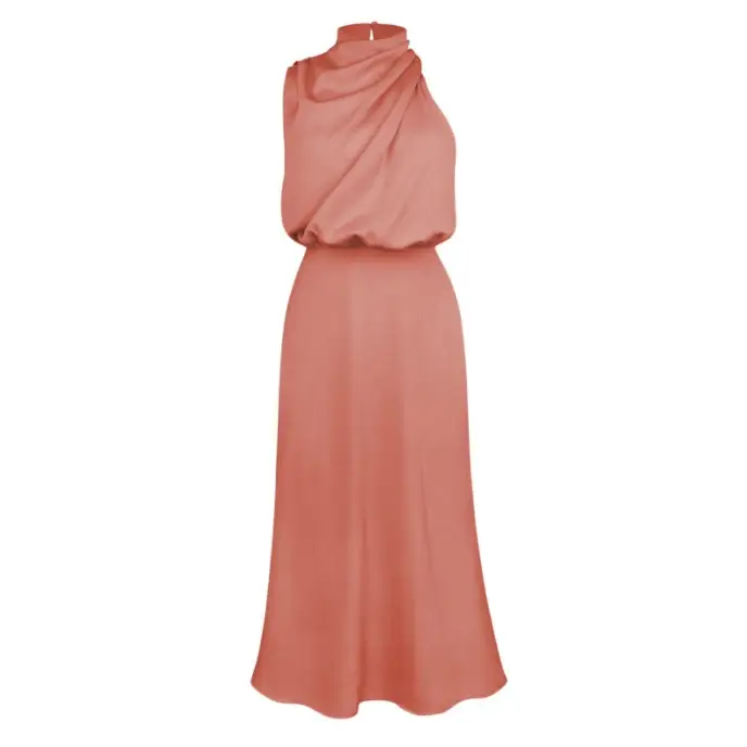 Polyester Fame Style Dress in Multiple Colors - Pink / L
