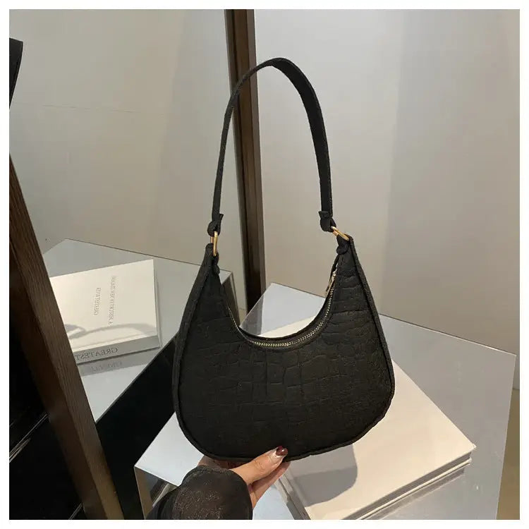 Polyester Felt Handbag in Multiple Colors Free Size - Black / Free Size