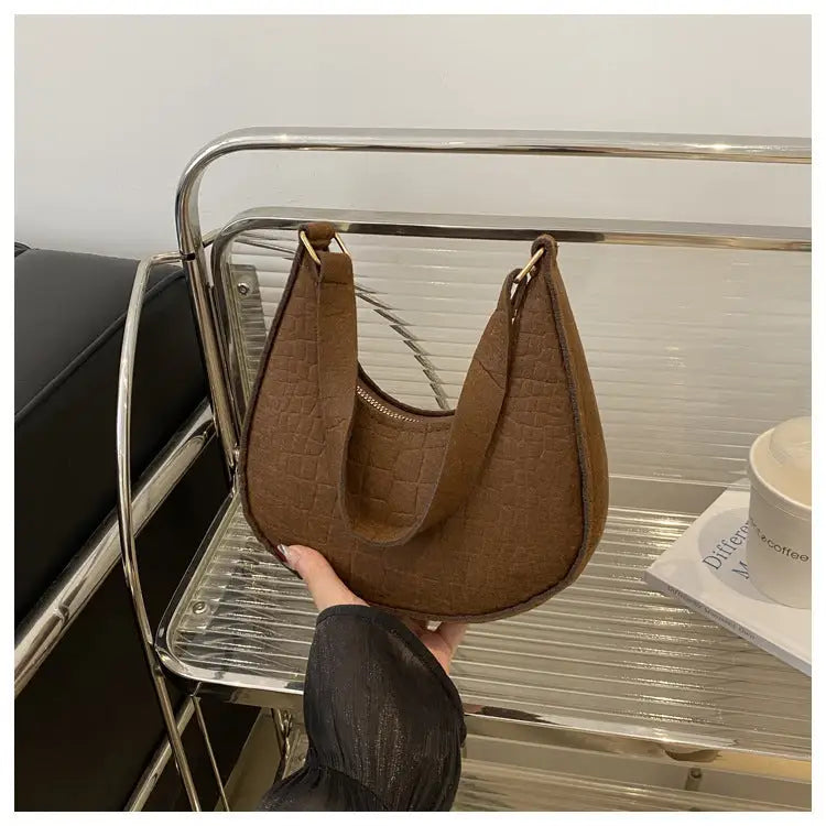 Polyester Felt Handbag in Multiple Colors Free Size - Brown / Free Size