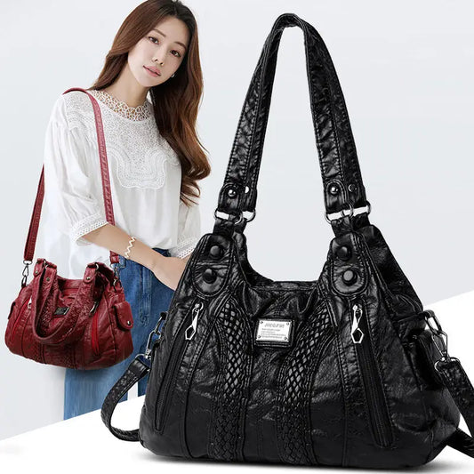 Polyester Lined PU Bag with Three Dimensional Pocket and Soft Surface