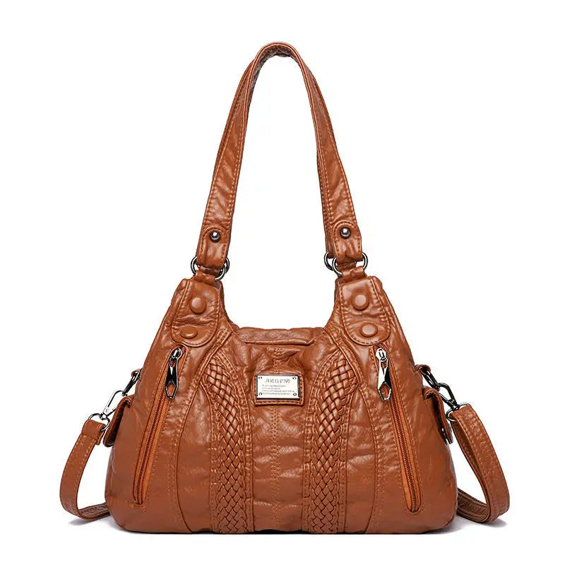 Polyester Lined PU Bag with Three Dimensional Pocket and Soft Surface