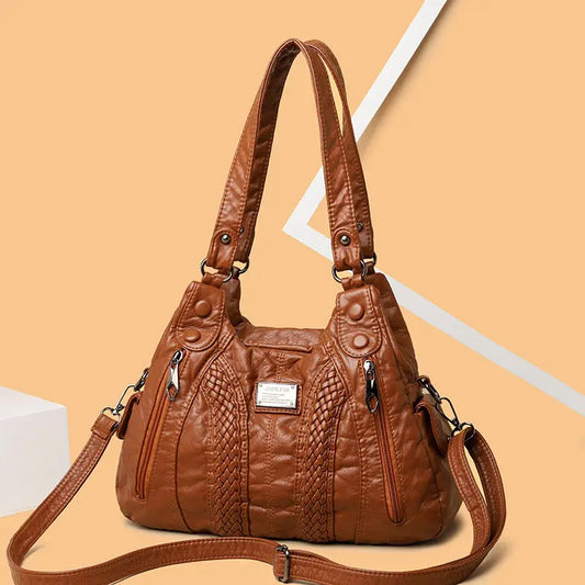 Polyester Lined PU Bag with Three Dimensional Pocket and Soft Surface