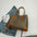 Polyester Lined Rabbit Pendant in Caffeine Brown and Black Contrasts - Contrast Brown / 37X15X29CM