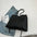 Polyester Lined Rabbit Pendant in Caffeine Brown and Black Contrasts - Black / 37X15X29CM