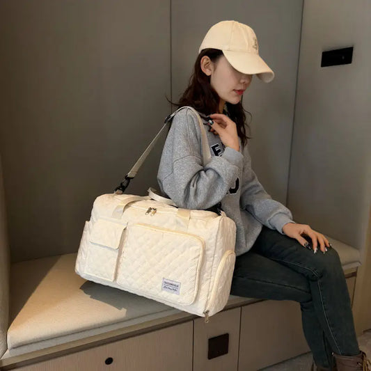 Polyester Plaid Crescent Travel Bag for Men and Women