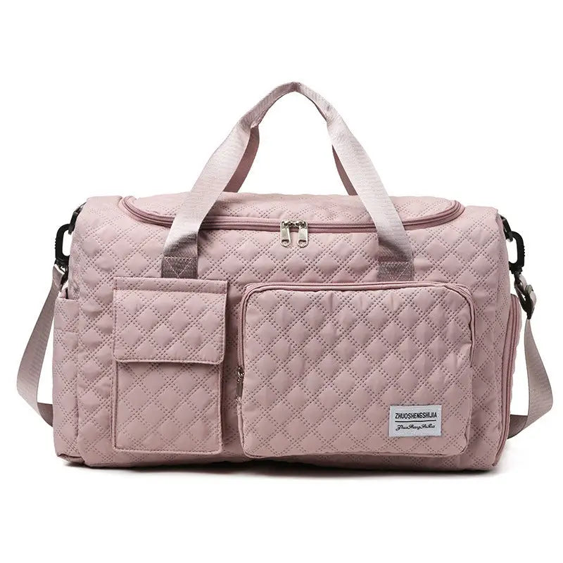 Polyester Plaid Crescent Travel Bag for Men and Women - Lilac Purple