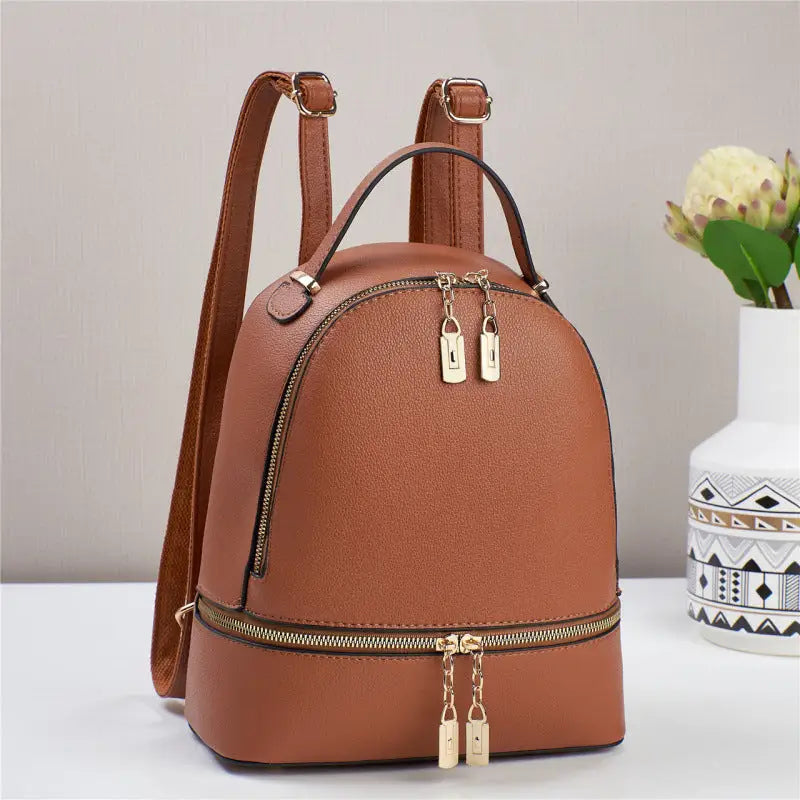 Polyester PU Packing Bag with Multiple Color Options and Sewing Thread - Yellowish Brown / 24x12x29CM