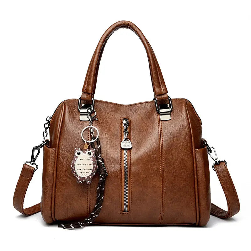 Polyester PU Suitcase Handbag in Multiple Colors with Sewing Thread - Yellow