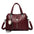 Polyester PU Suitcase Handbag in Multiple Colors with Sewing Thread - Wine Red