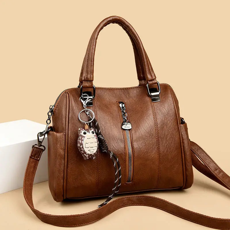 Polyester PU Suitcase Handbag in Multiple Colors with Sewing Thread