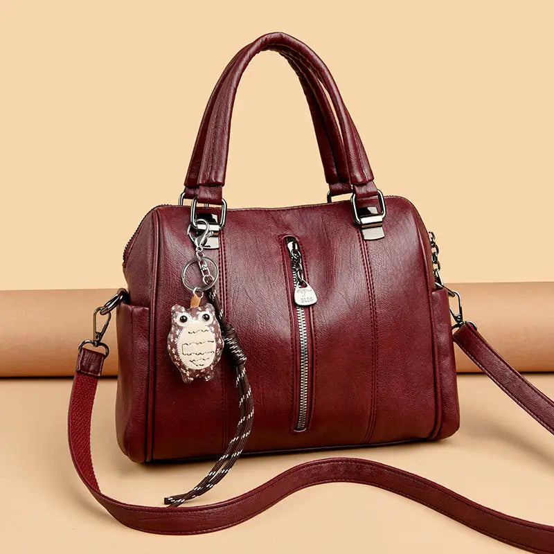 Polyester PU Suitcase Handbag in Multiple Colors with Sewing Thread
