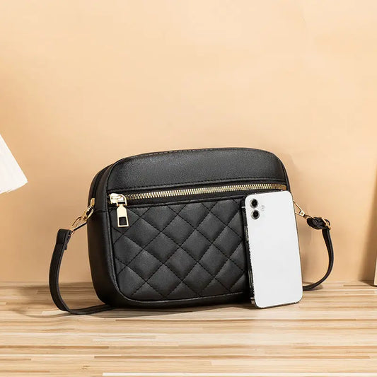 Polyester PU Suitcase with Diamond Mesh Stitching and Packing Bag