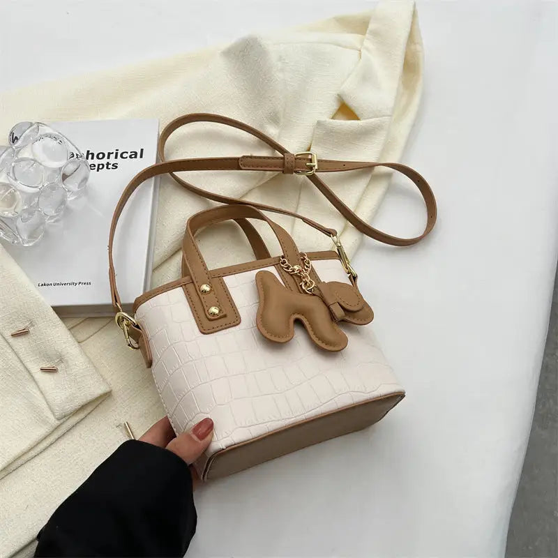 Polyester Strap Accessories with Multiple Color and Ornament Options - White Khaki with Pendant