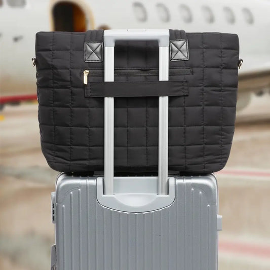Polyester Suitcase with Slit Pocket in Black White or Khaki