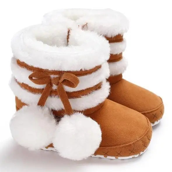 Pom Pom Cozy Booties - brown / 12CM