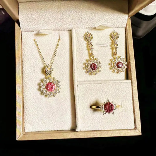Pomegranate Elegance: Women’s Red Jewelry Set