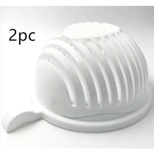 Portable Ultra Light Salad Cutter Bowl with Heat Collecting Filter White2pc