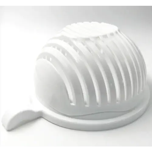 Portable Ultra Light Salad Cutter Bowl with Heat Collecting Filter White