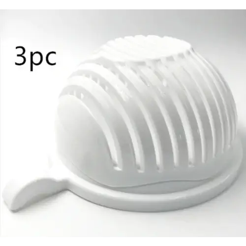 Portable Ultra Light Salad Cutter Bowl with Heat Collecting Filter White3pc
