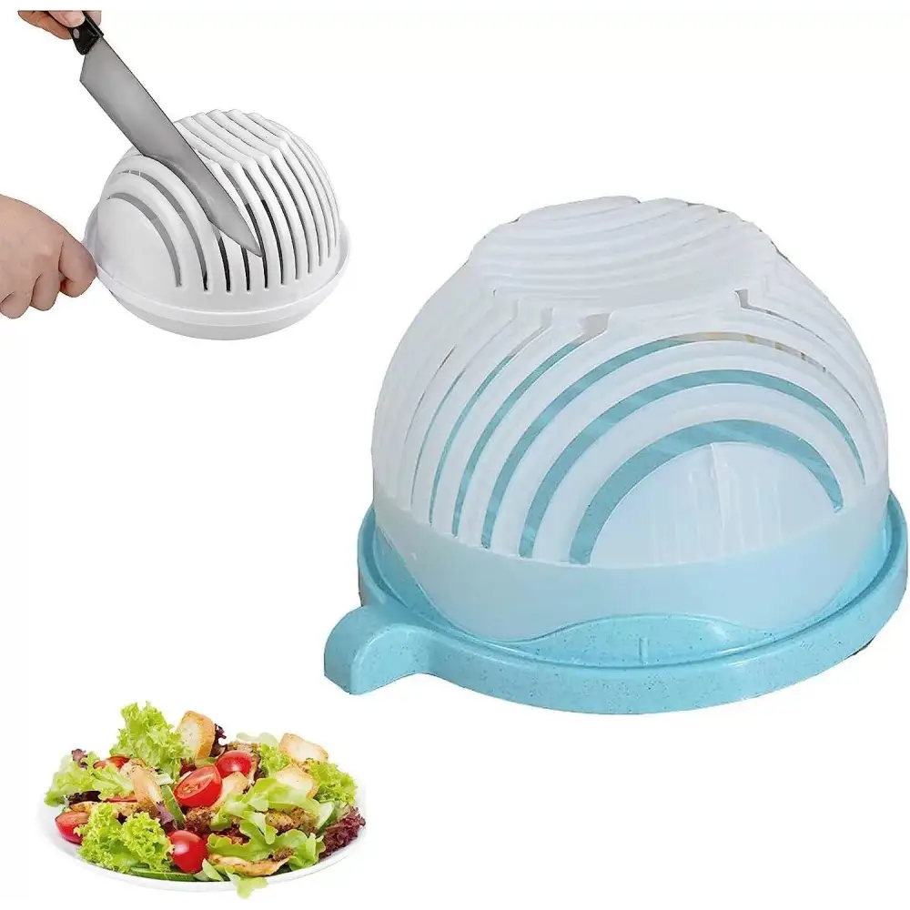 Portable Ultra Light Salad Cutter Bowl with Heat Collecting Filter Blue 2