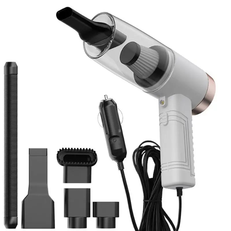 Portable Vacuum Cleaner for Home and Car with Five Accessories White